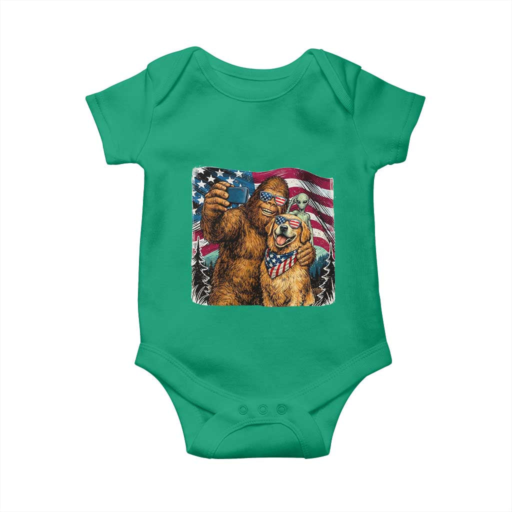 Funny Patriotic Bigfoot Golden Retriever Selfie Squad Baby Onesie TS12 Irish Green Print Your Wear