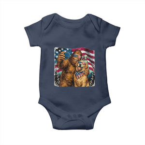 Funny Patriotic Bigfoot Golden Retriever Selfie Squad Baby Onesie TS12 Navy Print Your Wear