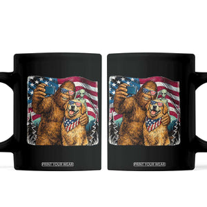 Funny Patriotic Bigfoot Golden Retriever Selfie Squad Coffee Mug TS12 Black Print Your Wear