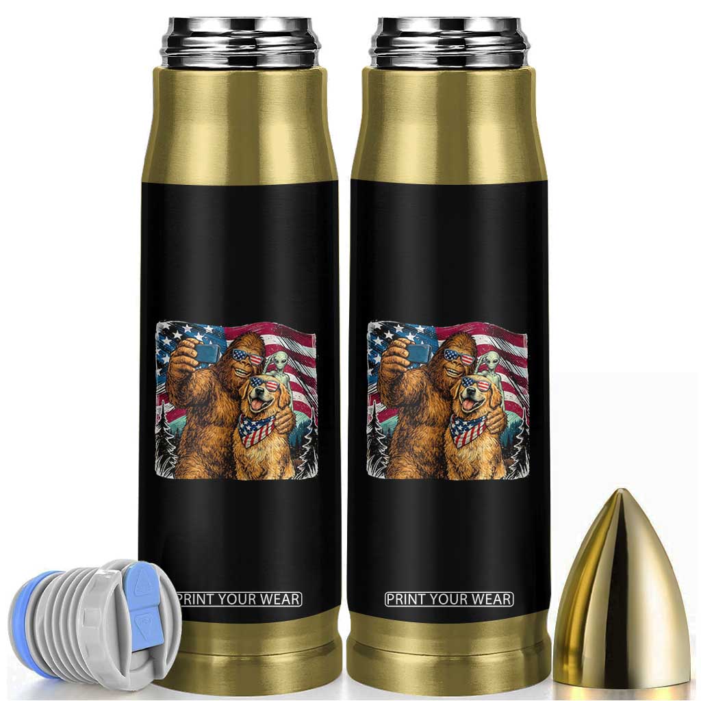 Funny Patriotic Bigfoot Golden Retriever Selfie Squad Bullet Tumbler TS12 Black Print Your Wear