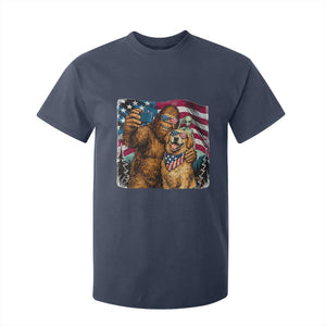 Funny Patriotic Bigfoot Golden Retriever Selfie Squad T Shirt For Kid TS12 Navy Print Your Wear