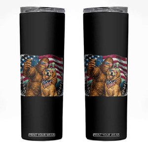 Funny Patriotic Bigfoot Golden Retriever Selfie Squad Skinny Tumbler TS12 Black Print Your Wear