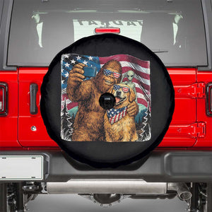 Funny Patriotic Bigfoot Golden Retriever Selfie Squad Spare Tire Cover TS12 Black Print Your Wear