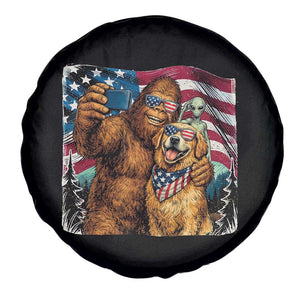 Funny Patriotic Bigfoot Golden Retriever Selfie Squad Spare Tire Cover TS12 Print Your Wear