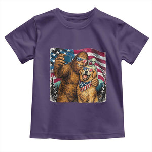 Funny Patriotic Bigfoot Golden Retriever Selfie Squad Toddler T Shirt TS12 Purple Print Your Wear