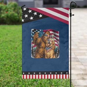 Funny Bigfoot Golden Retriever Selfie Squad Patriotic Garden Flag TS12 Classic Blue Black Print Your Wear