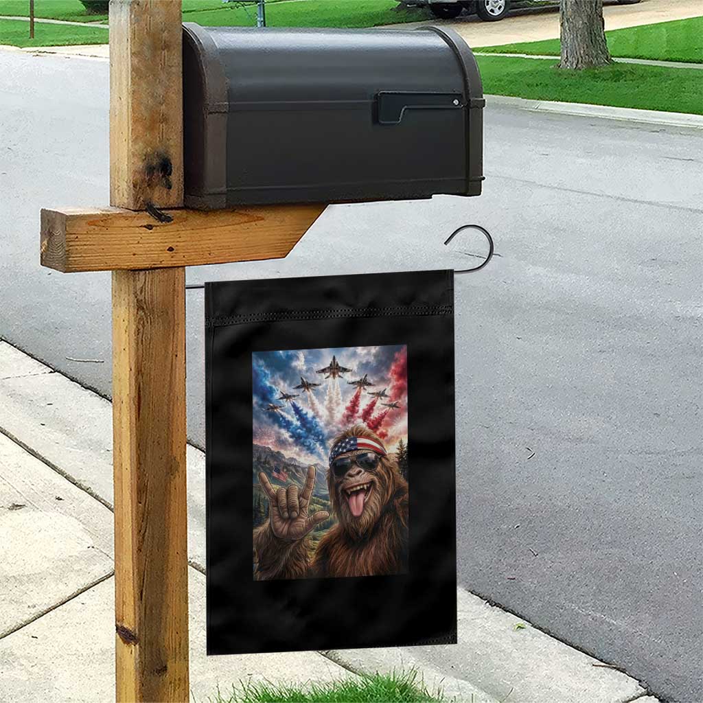 Patriotic Bigfoot 4th Of July Selfie Garden Flag Funny USA Freedom Jet Fighter Graphic TS12 Print Your Wear