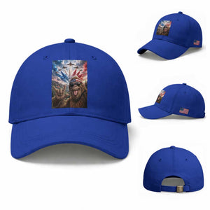 Patriotic Bigfoot 4th Of July Selfie Baseball Cap Funny USA Freedom Jet Fighter Graphic TS12 Baseball Cap Universal Fit Royal Blue Print Your Wear