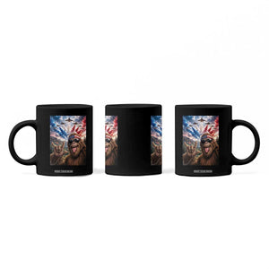 Patriotic Bigfoot 4th Of July Selfie Coffee Mug Funny USA Freedom Jet Fighter Graphic