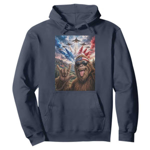 Patriotic Bigfoot 4th Of July Selfie Hoodie Funny USA Freedom Jet Fighter Graphic TS12 Navy Print Your Wear