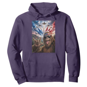 Patriotic Bigfoot 4th Of July Selfie Hoodie Funny USA Freedom Jet Fighter Graphic TS12 Purple Print Your Wear
