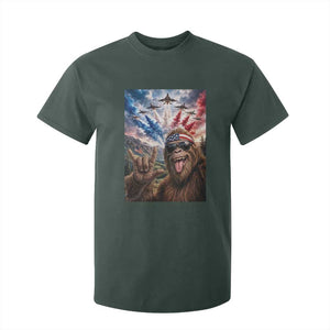Patriotic Bigfoot 4th Of July Selfie T Shirt For Kid Funny USA Freedom Jet Fighter Graphic TS12 Dark Forest Green Print Your Wear