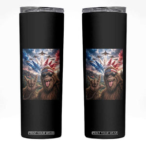 Patriotic Bigfoot 4th Of July Selfie Skinny Tumbler Funny USA Freedom Jet Fighter Graphic