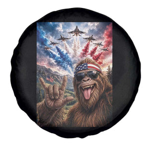 Patriotic Bigfoot 4th Of July Selfie Spare Tire Cover Funny USA Freedom Jet Fighter Graphic TS12 Print Your Wear