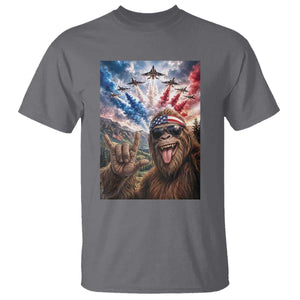 Patriotic Bigfoot 4th Of July Selfie T Shirt Funny USA Freedom Jet Fighter Graphic TS12 Charcoal Print Your Wear