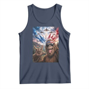 Patriotic Bigfoot 4th Of July Selfie Tank Top Funny USA Freedom Jet Fighter Graphic