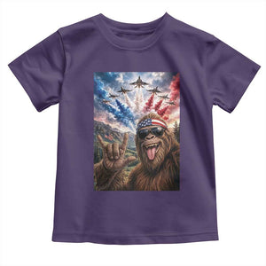 Patriotic Bigfoot 4th Of July Selfie Toddler T Shirt Funny USA Freedom Jet Fighter Graphic