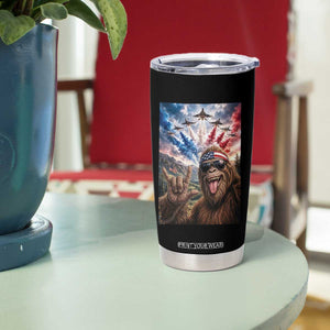 Patriotic Bigfoot 4th Of July Selfie Tumbler Cup Funny USA Freedom Jet Fighter Graphic TS12 Print Your Wear