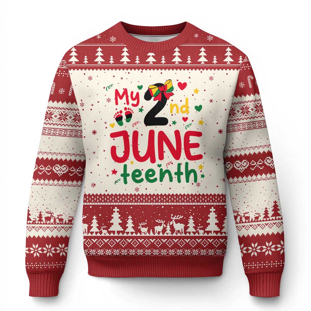 My Second Juneteenth Ugly Christmas Sweater African American Baby Freedom Day TS12 Beige Red Print Your Wear