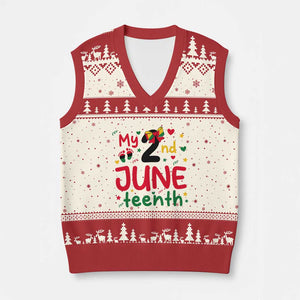 My Second Juneteenth V-Neck Knit Sweater Vest African American Baby Freedom Day TS12 Beige Red Print Your Wear