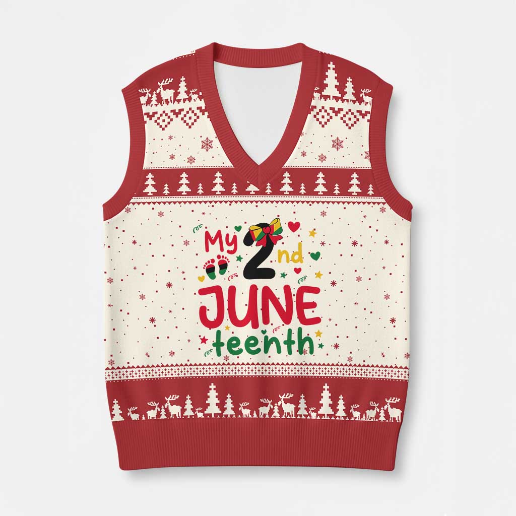 My Second Juneteenth V-Neck Knit Sweater Vest African American Baby Freedom Day TS12 Beige Red Print Your Wear