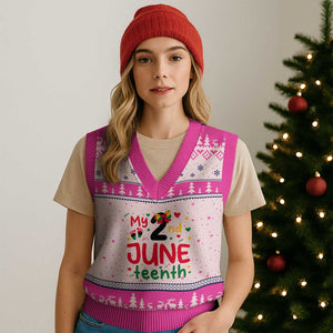 My Second Juneteenth V-Neck Knit Sweater Vest African American Baby Freedom Day TS12 Hot Pink Print Your Wear