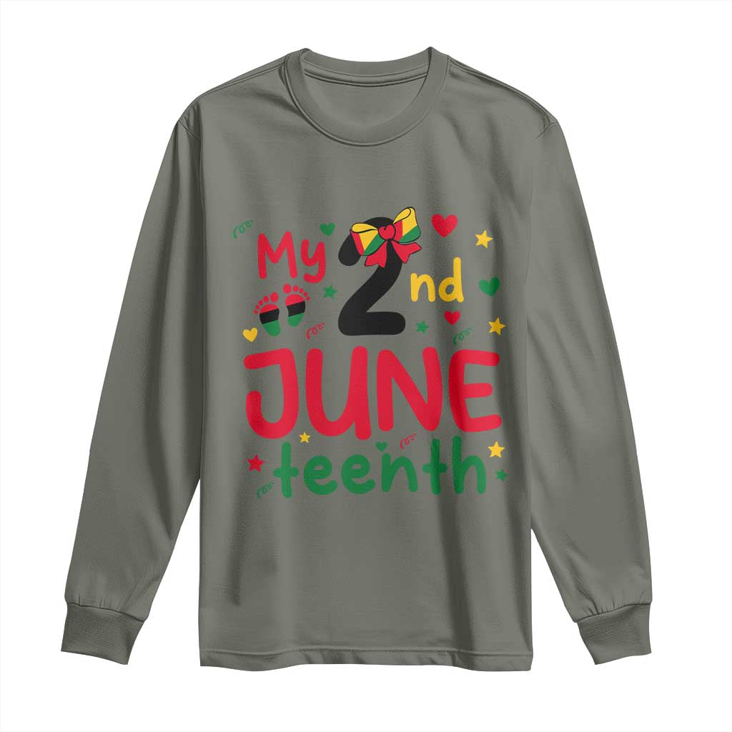My Second Juneteenth Long Sleeve Shirt African American Baby Freedom Day TS12 Military Green Print Your Wear