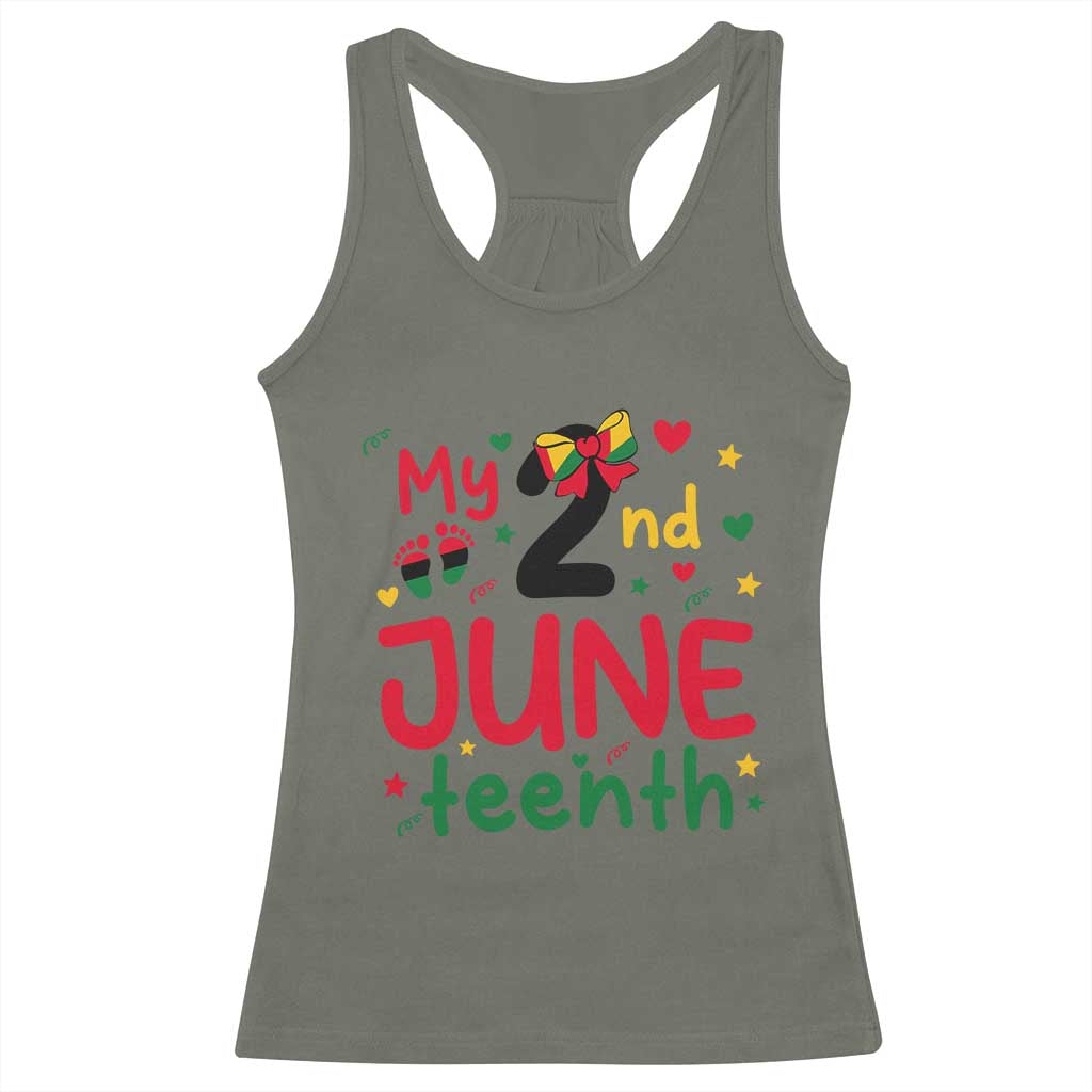 My Second Juneteenth Racerback Tank Top African American Baby Freedom Day TS12 Military Green Print Your Wear