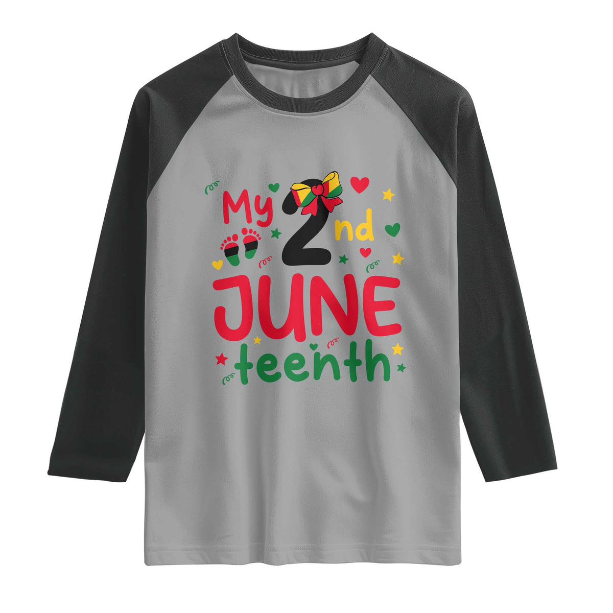 My Second Juneteenth Raglan Shirt African American Baby Freedom Day TS12 Sport Gray Black Print Your Wear