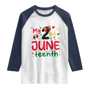 My Second Juneteenth Raglan Shirt African American Baby Freedom Day TS12 White Navy Print Your Wear