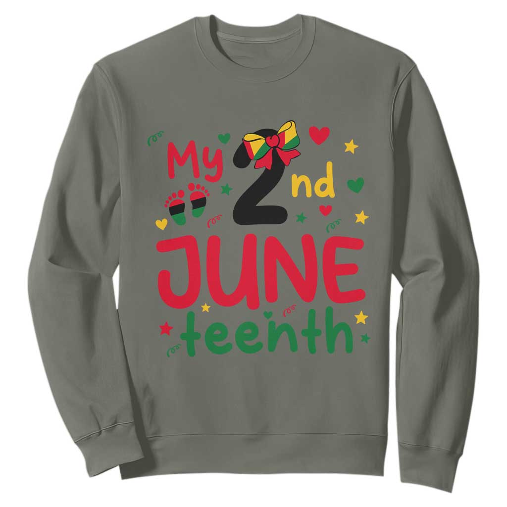 My Second Juneteenth Sweatshirt African American Baby Freedom Day TS12 Military Green Print Your Wear