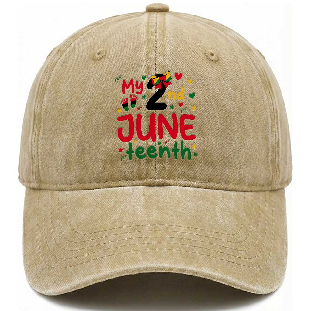 My Second Juneteenth Washed Cotton Baseball Cap African American Baby Freedom Day