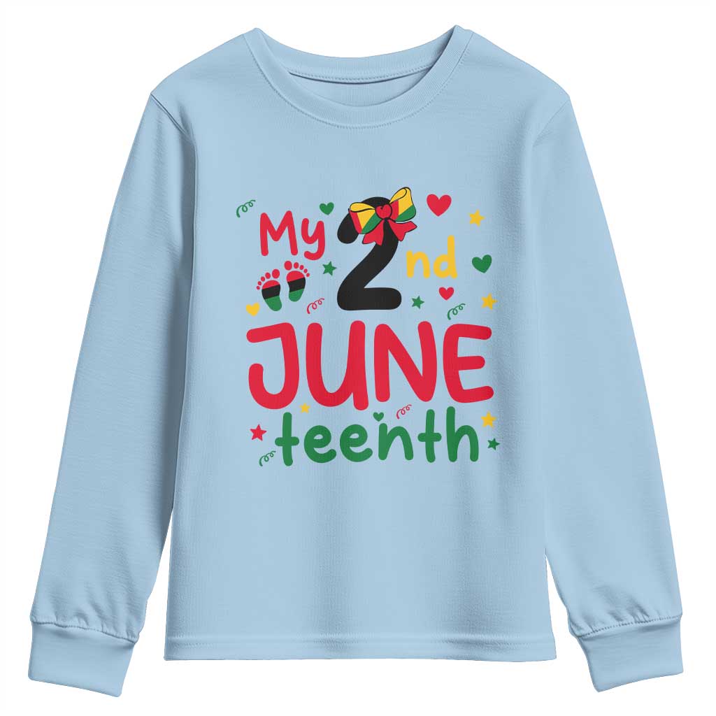 My Second Juneteenth Youth Sweatshirt African American Baby Freedom Day TS12 Light Blue Print Your Wear