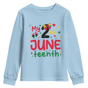 My Second Juneteenth Youth Sweatshirt African American Baby Freedom Day TS12 Light Blue Print Your Wear