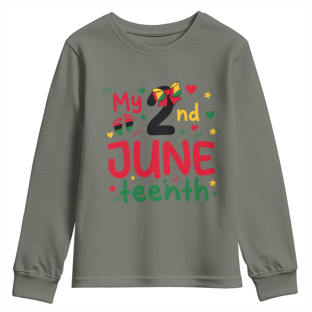 My Second Juneteenth Youth Sweatshirt African American Baby Freedom Day TS12 Military Green Print Your Wear