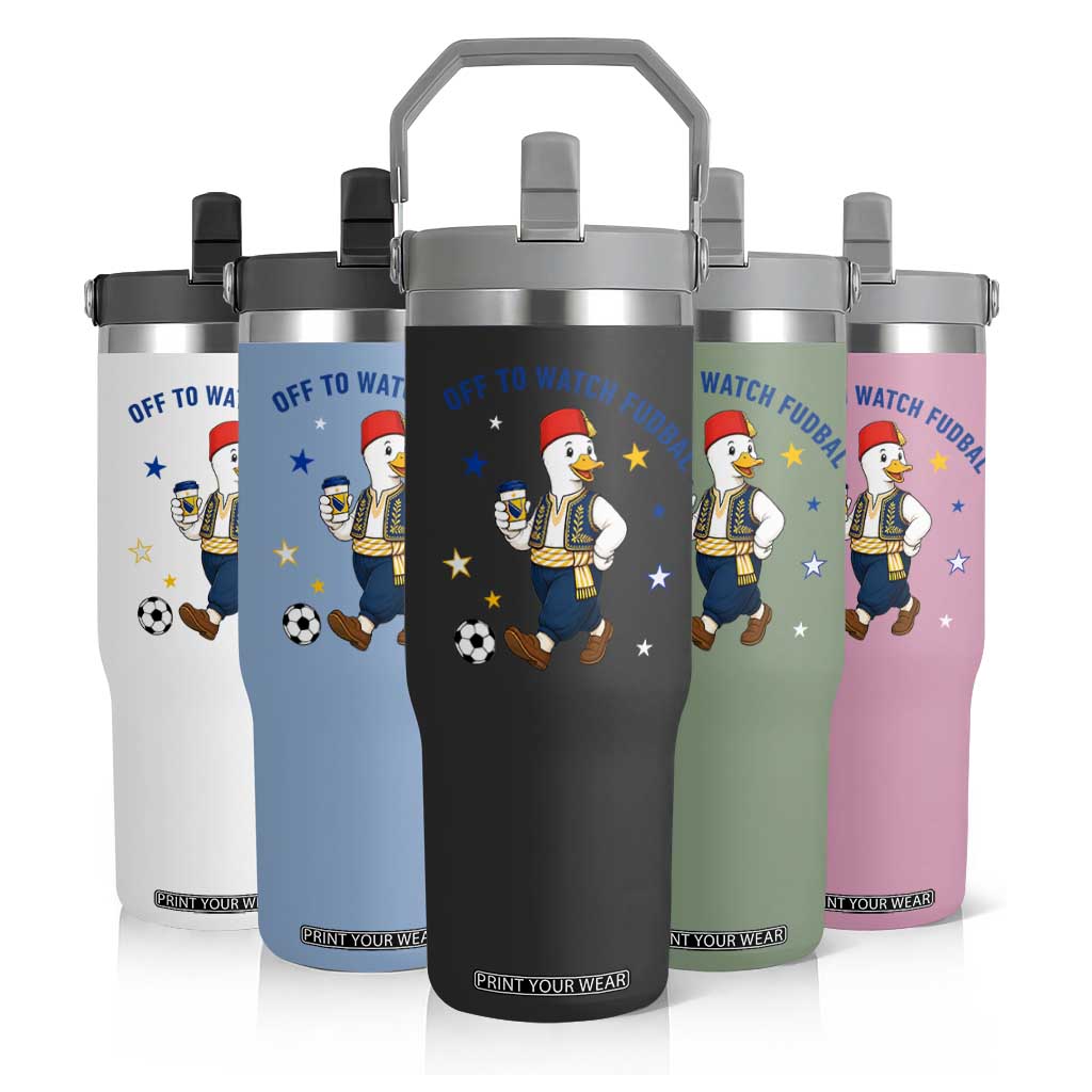 Funny Bosnia Goose Soccer Fan Gift Flip Straw Tumbler Off To Watch Fudbal