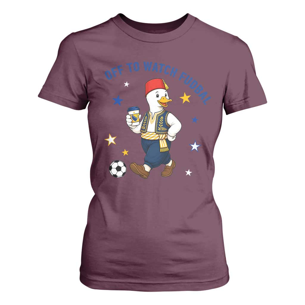 Funny Bosnia Goose Soccer Fan Gift T Shirt For Women Off To Watch Fudbal