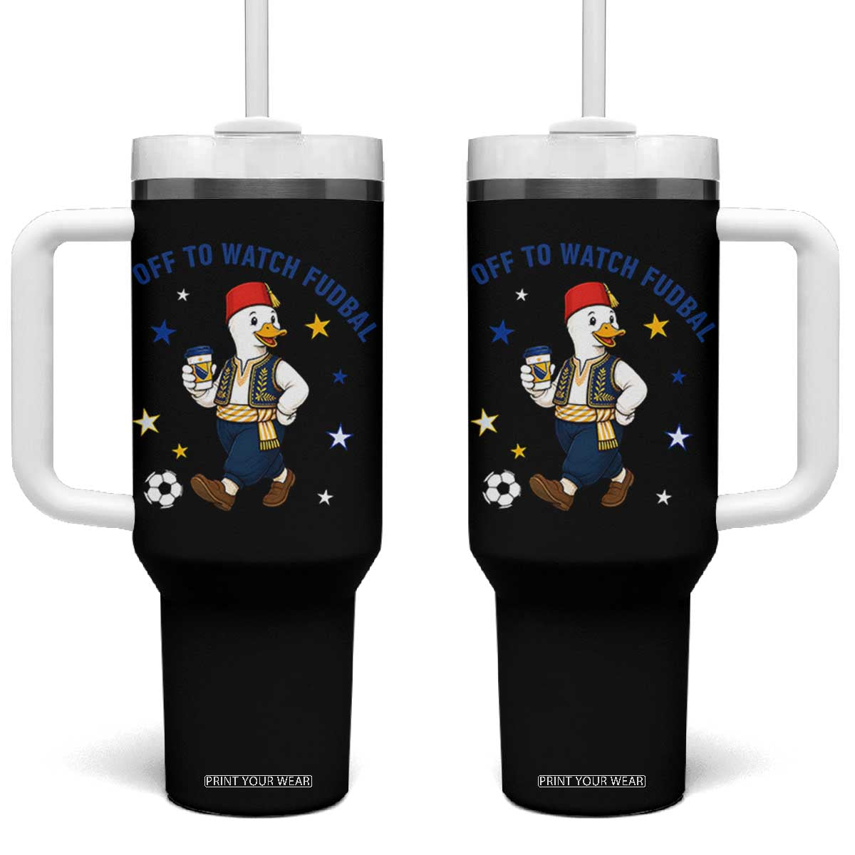Funny Bosnia Goose Soccer Fan Gift Tumbler With Handle Off To Watch Fudbal