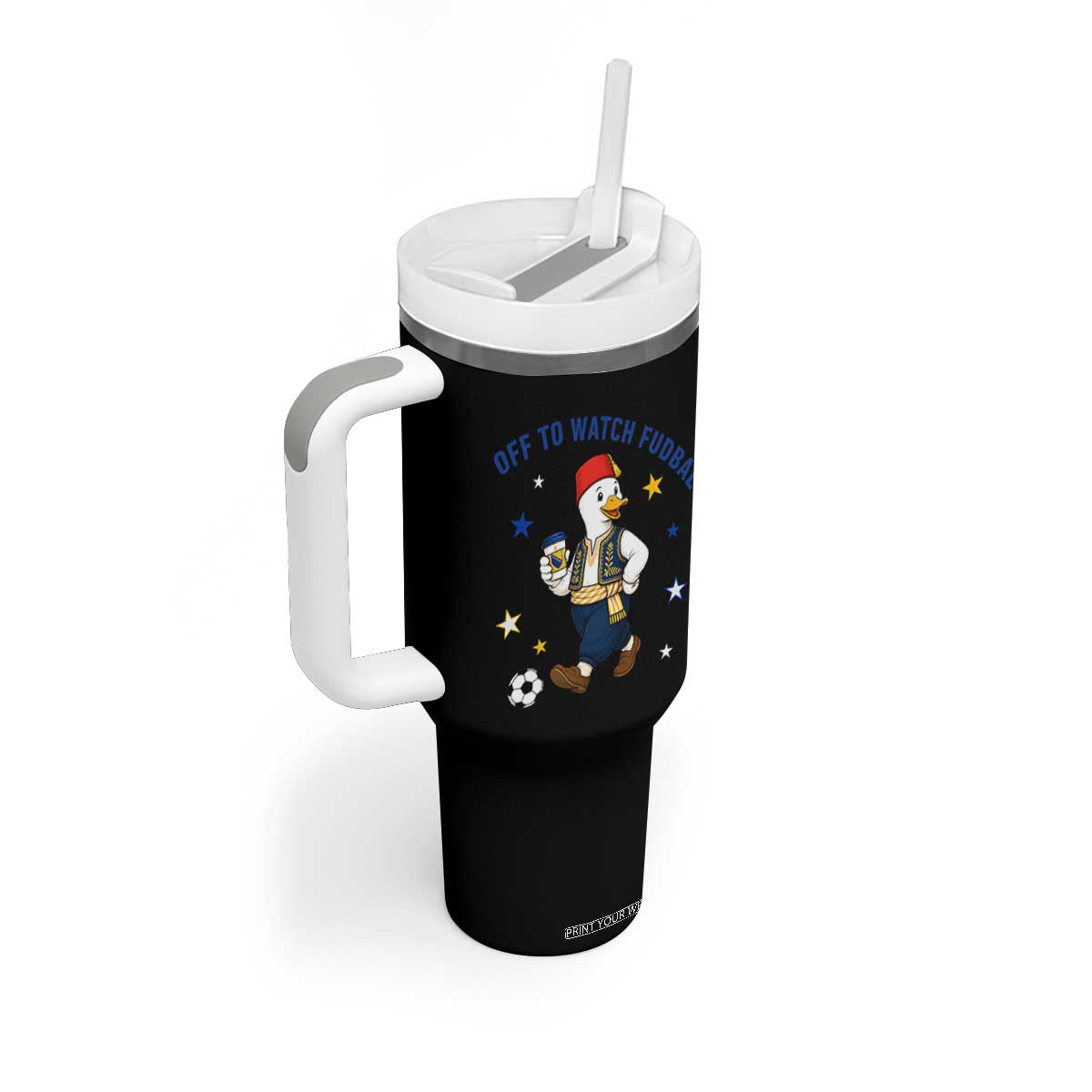 Funny Bosnia Goose Soccer Fan Gift Tumbler With Handle Off To Watch Fudbal