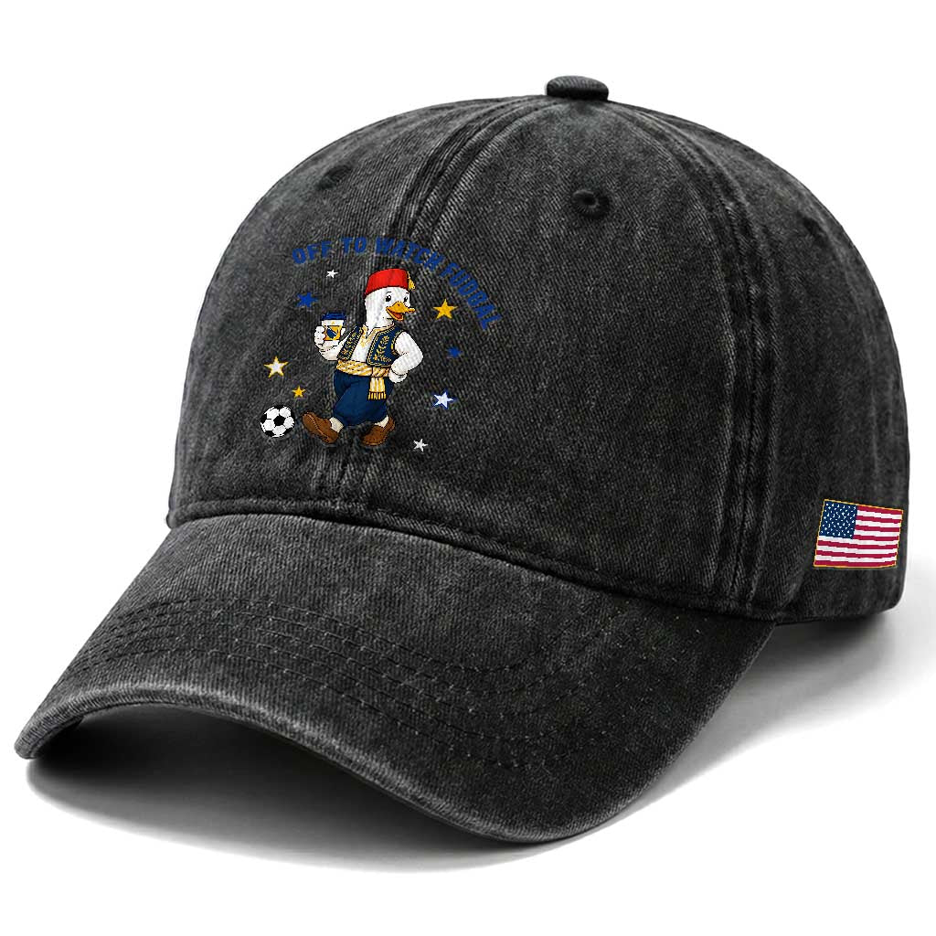 Funny Bosnia Goose Soccer Fan Gift Washed Cotton Baseball Cap Off To Watch Fudbal