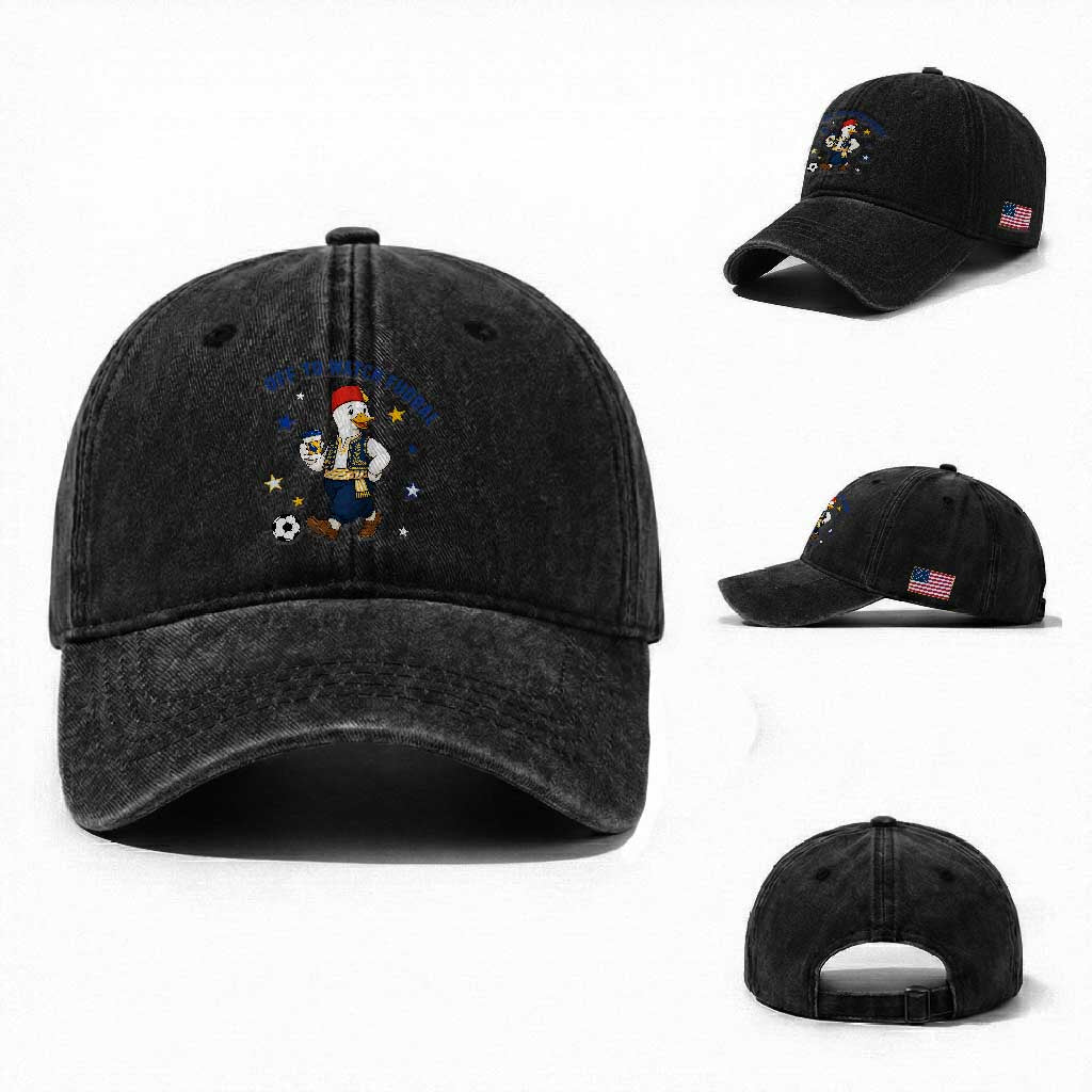 Funny Bosnia Goose Soccer Fan Gift Washed Cotton Baseball Cap Off To Watch Fudbal