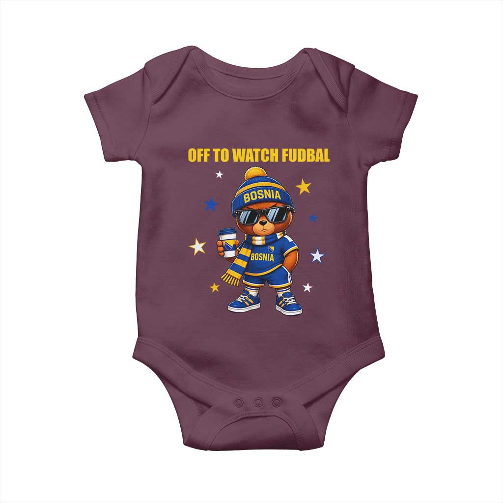 Funny Bosnia Teddy Bear Game Day Gift Baby Onesie Off To Watch Fudbal