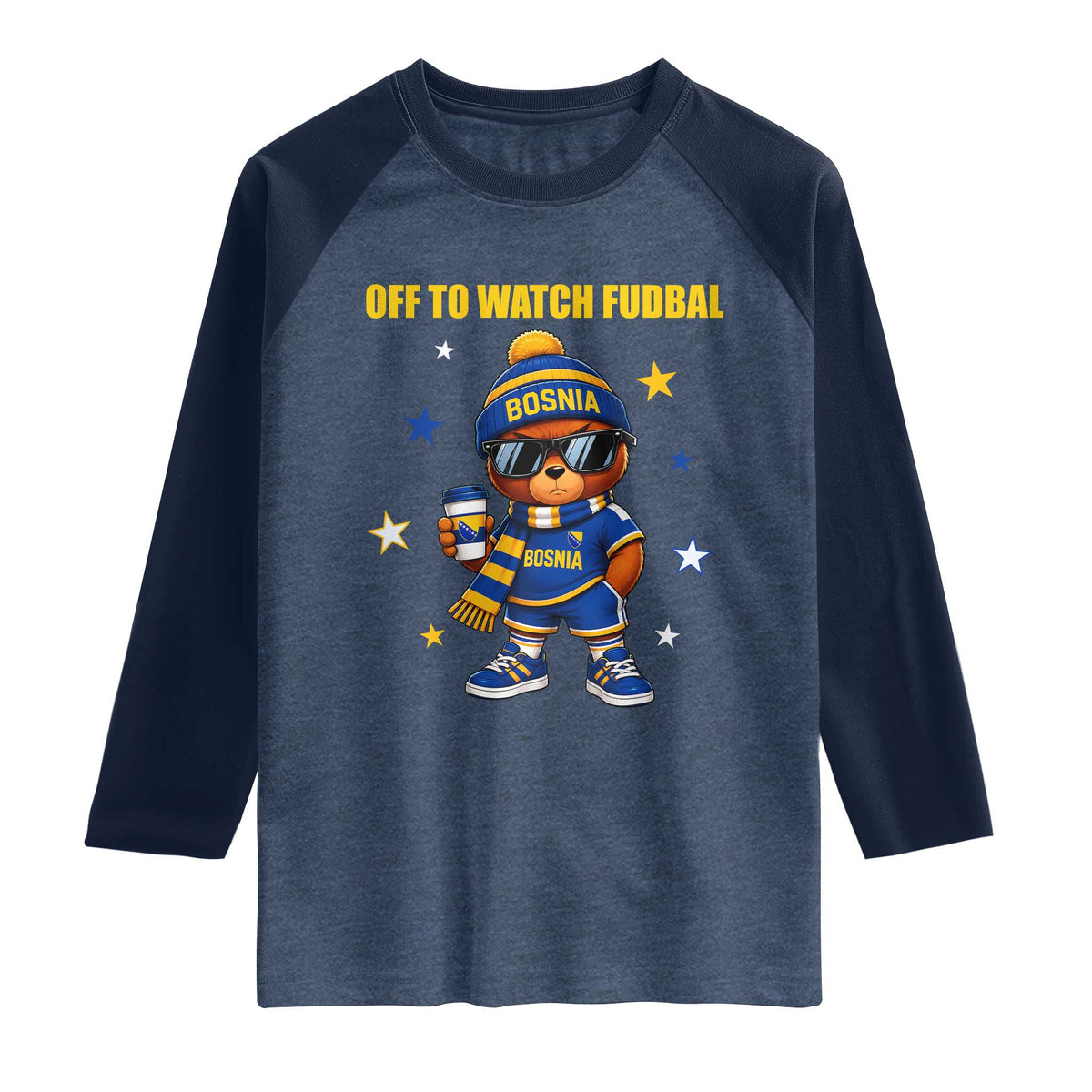 Funny Bosnia Teddy Bear Game Day Gift Raglan Shirt Off To Watch Fudbal