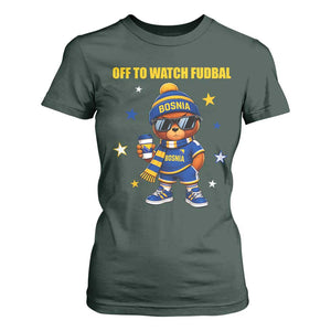 Funny Bosnia Teddy Bear Game Day Gift T Shirt For Women Off To Watch Fudbal