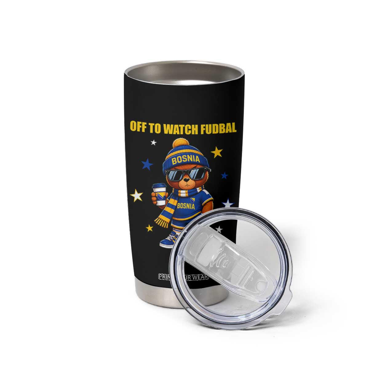 Funny Bosnia Teddy Bear Game Day Gift Tumbler Cup Off To Watch Fudbal