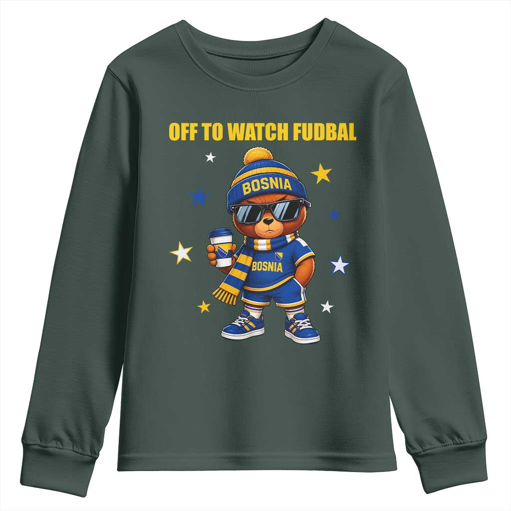 Funny Bosnia Teddy Bear Game Day Gift Youth Sweatshirt Off To Watch Fudbal