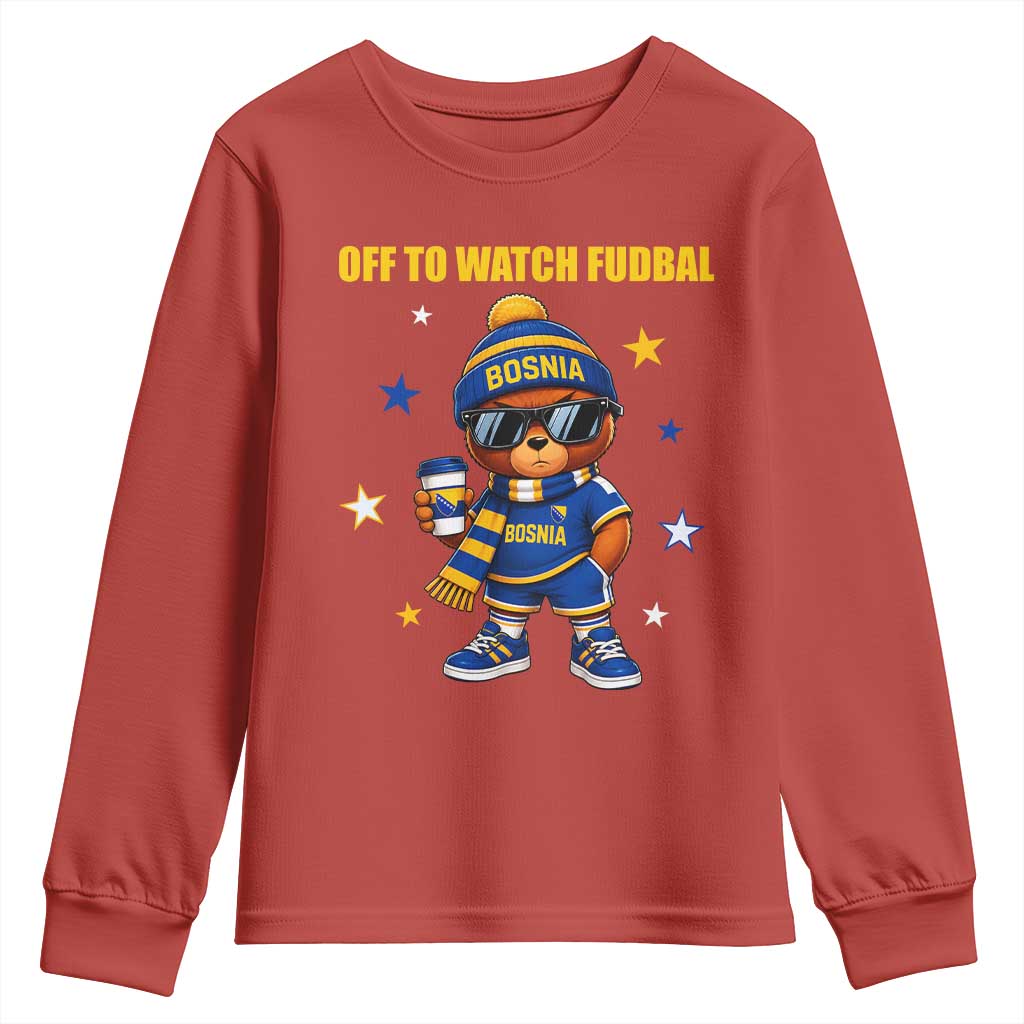 Funny Bosnia Teddy Bear Game Day Gift Youth Sweatshirt Off To Watch Fudbal