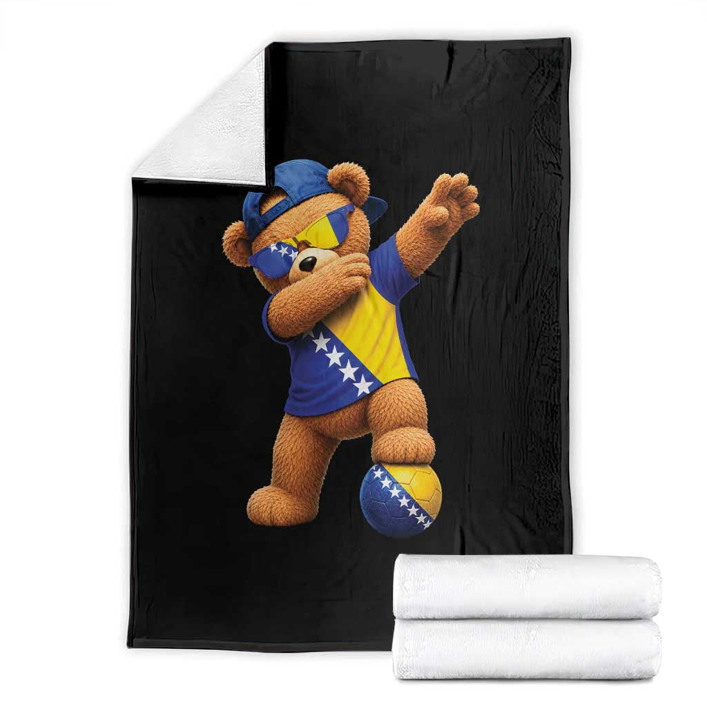 Funny Bosnia Teddy Bear Dabbing Fudbal Fan Gift Throw Blanket TS12 Black Print Your Wear