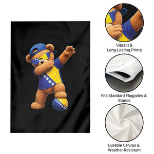 Funny Bosnia Teddy Bear Dabbing Fudbal Fan Gift Garden Flag