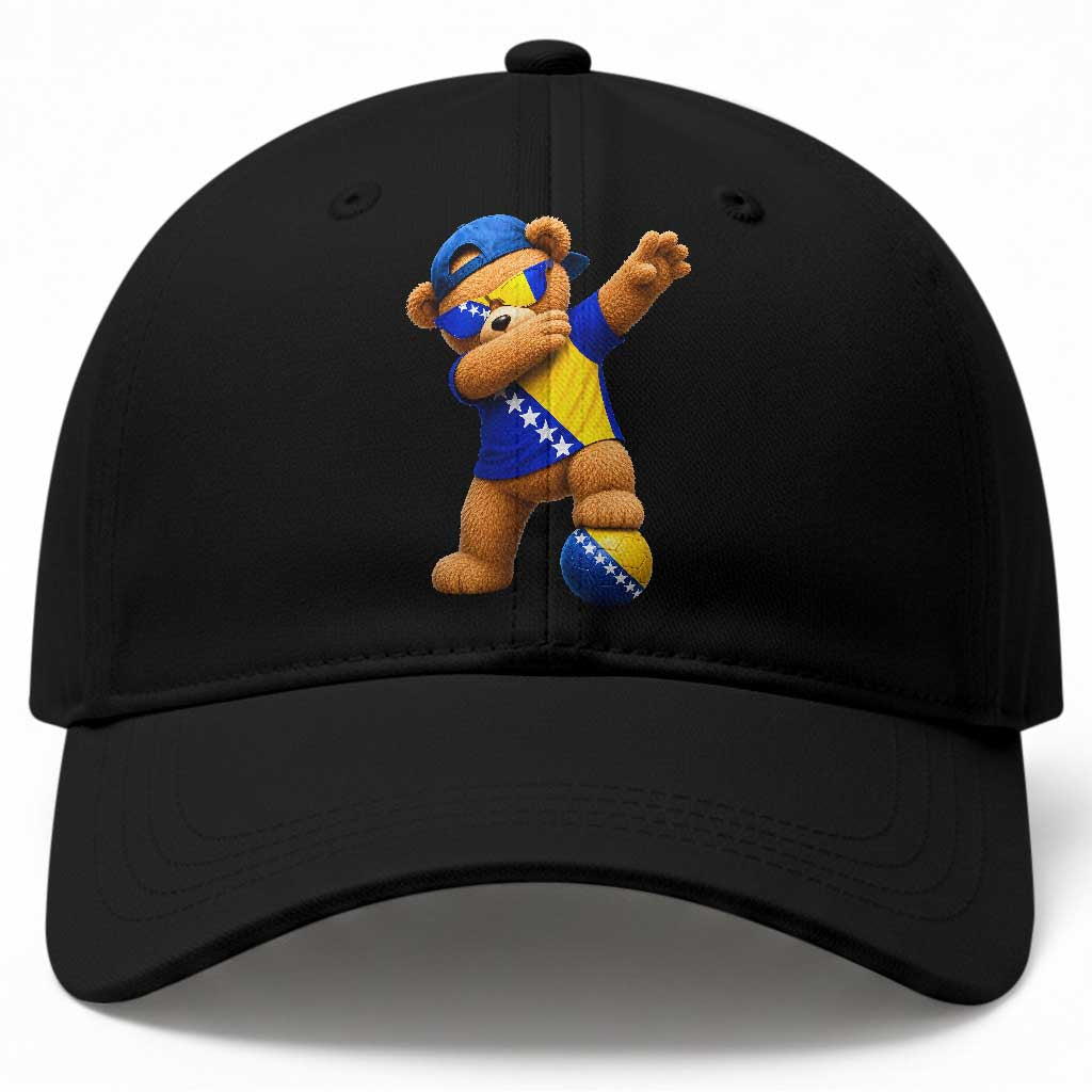 Funny Bosnia Teddy Bear Dabbing Fudbal Fan Gift Baseball Cap